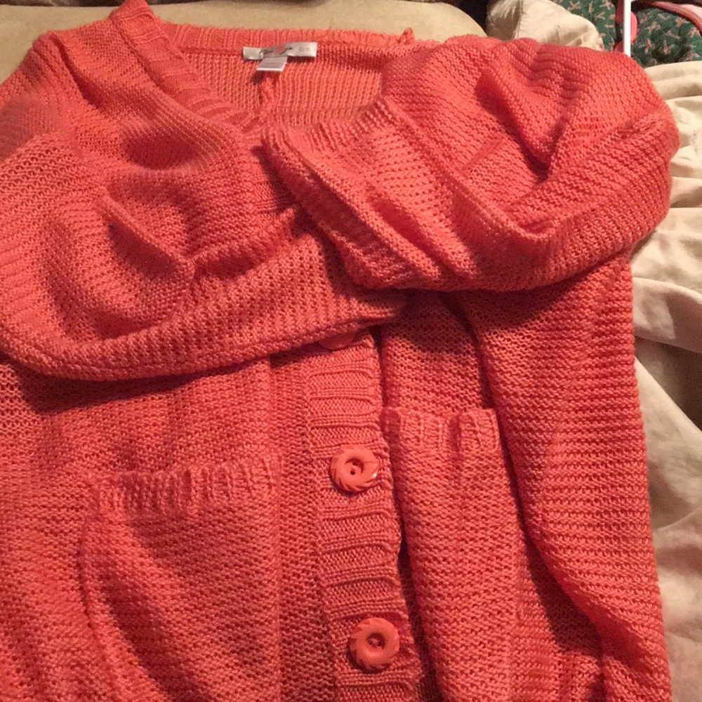 Coral knit cardigan